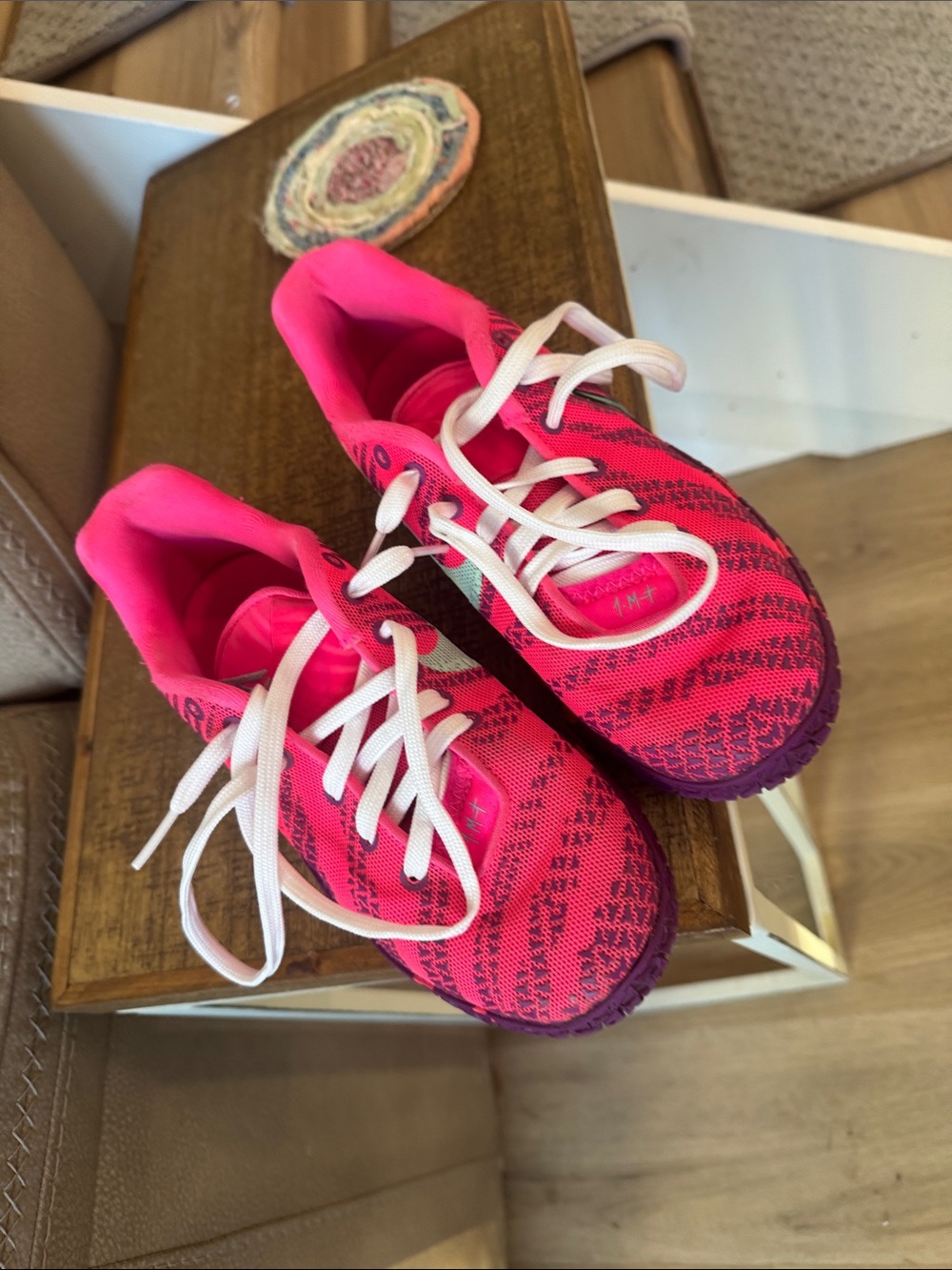 Nike Kids Pink and Purple Knit Lace-Up Sneakers